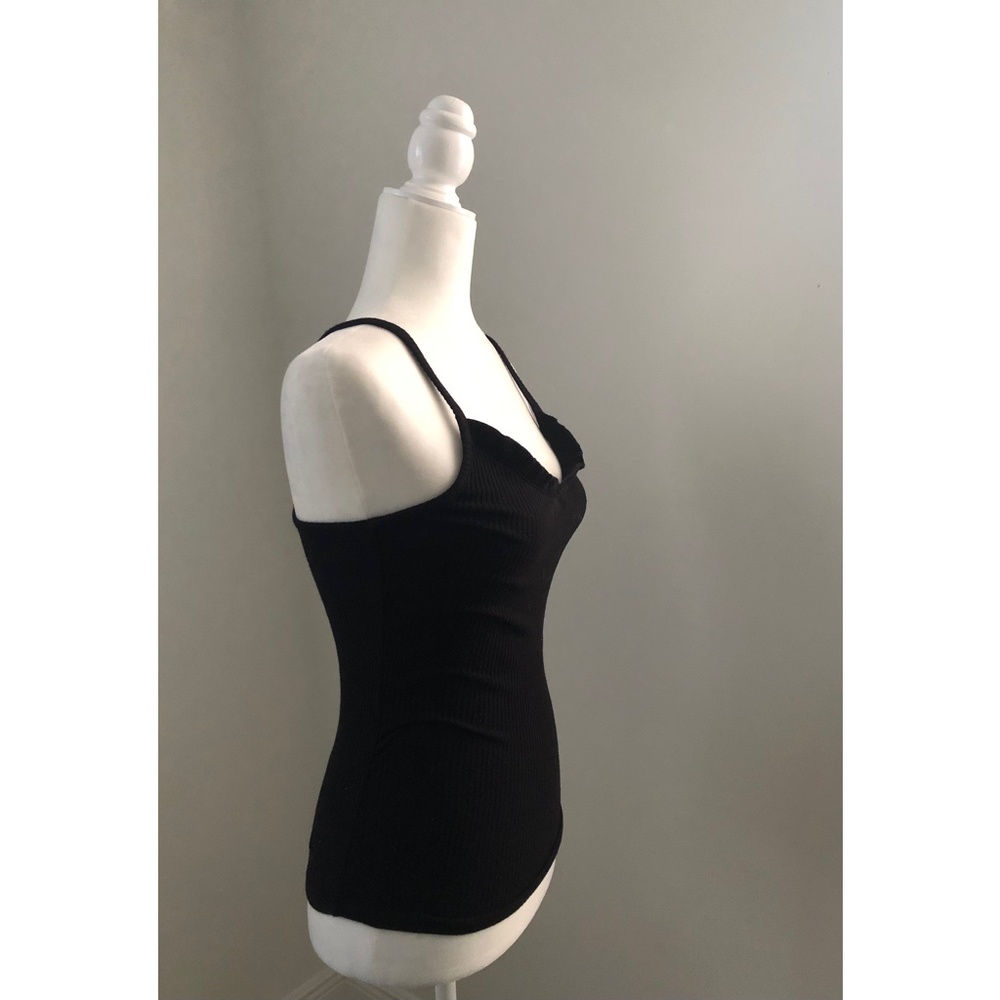 Black Fitted Mini Ruffle Top - Picture 5 of 6